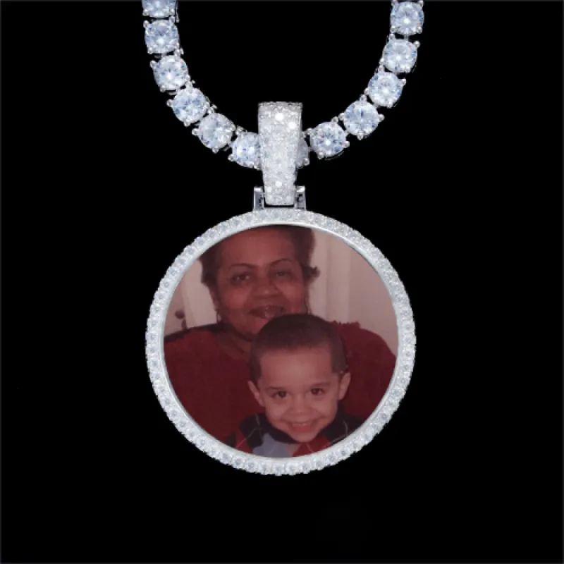925S & VVS Moissanite 3D Circle Custom Picture Pendant sold by The GUU Shop