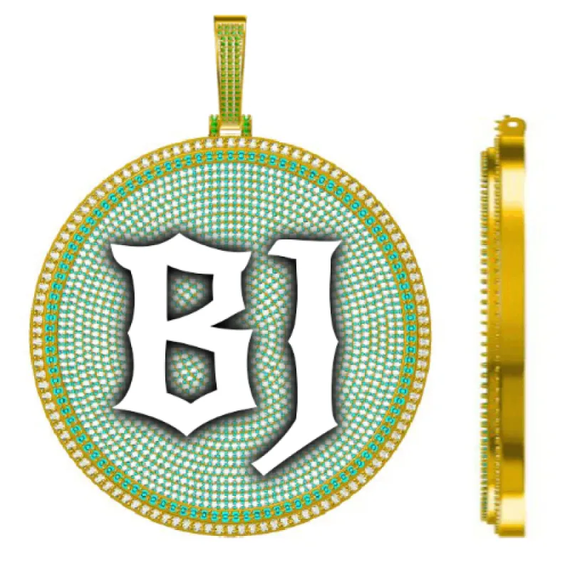 CUSTOM LETTER NECKLACE 3D BIG DISC sold by The GUU Shop