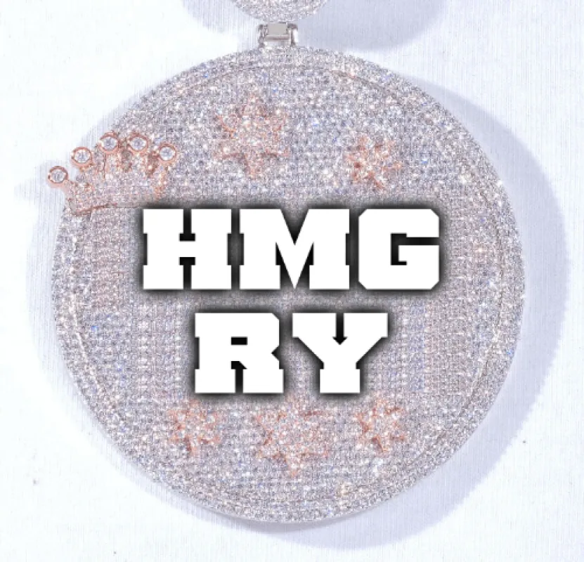 CUSTOM LETTER NECKLACE 3D BIG CROWN DISC sold by The GUU Shop