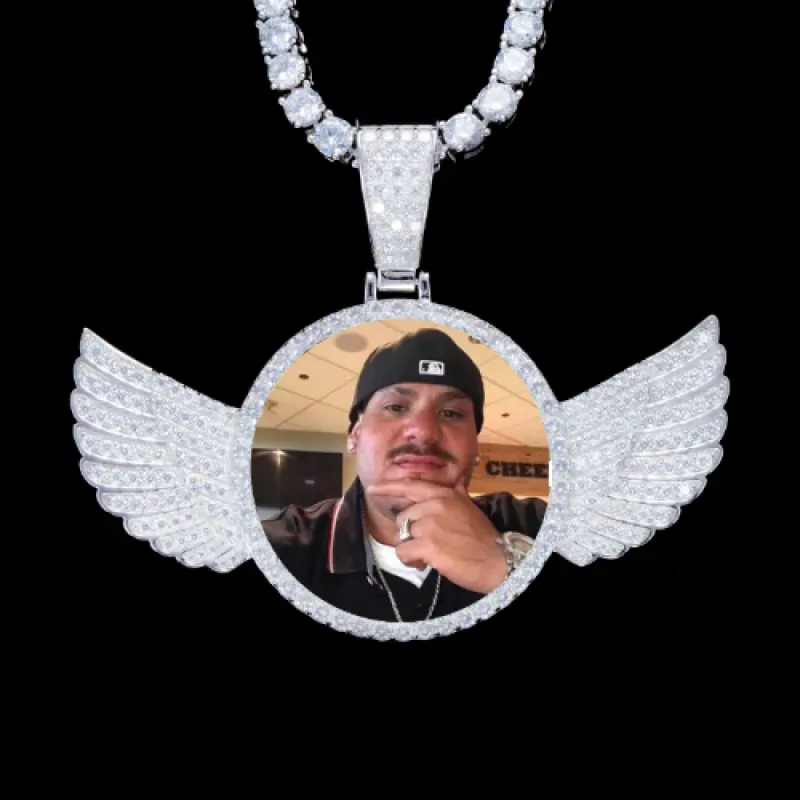 925S & VVS Moissanite 3D Wing Custom Picture Pendant sold by The GUU Shop