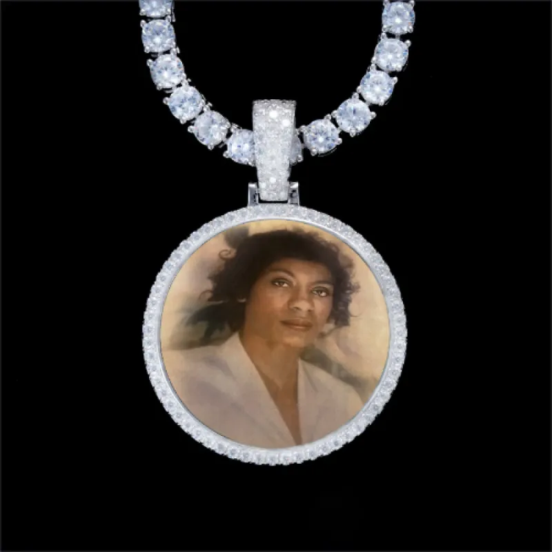 925S & VVS Moissanite 3D Circle Custom Picture Pendant sold by The GUU Shop