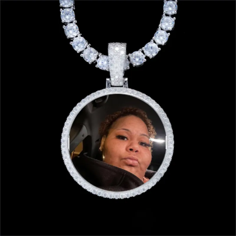 925S & VVS Moissanite 3D Circle Custom Picture Pendant sold by The GUU Shop