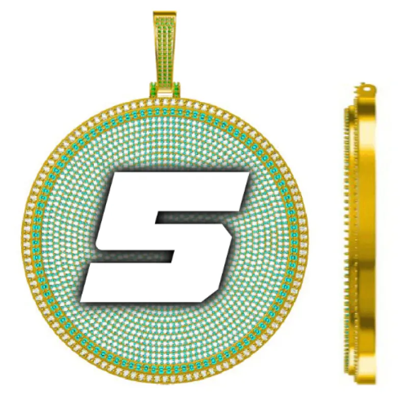 CUSTOM LETTER NECKLACE 3D BIG DISC sold by The GUU Shop