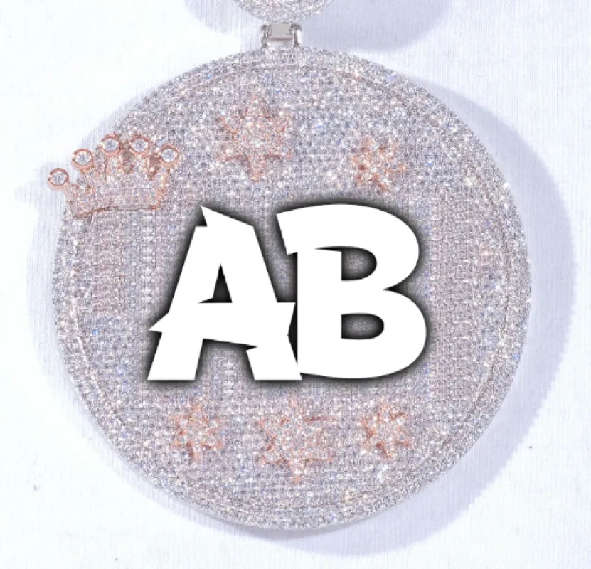 CUSTOM LETTER NECKLACE 3D BIG CROWN DISC sold by The GUU Shop