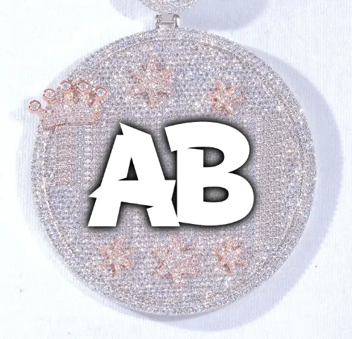 CUSTOM LETTER NECKLACE 3D BIG CROWN DISC sold by The GUU Shop