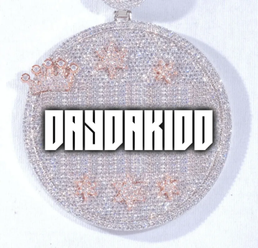 CUSTOM LETTER NECKLACE 3D BIG CROWN DISC sold by The GUU Shop