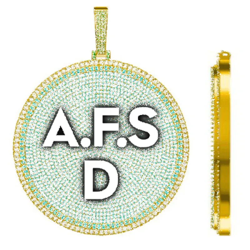 CUSTOM LETTER NECKLACE 3D BIG DISC sold by The GUU Shop