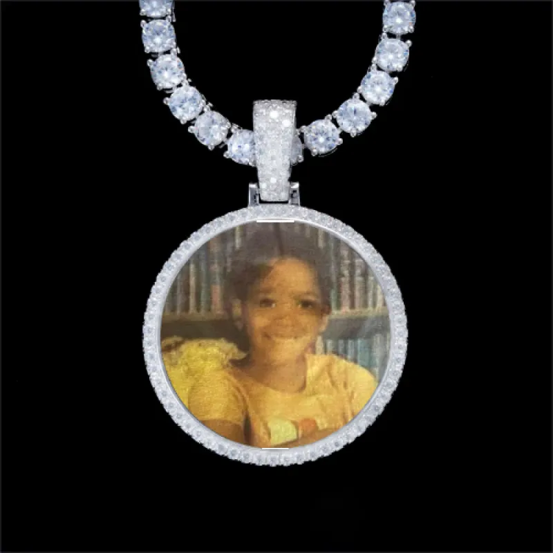 925S & VVS Moissanite 3D Circle Custom Picture Pendant sold by The GUU Shop