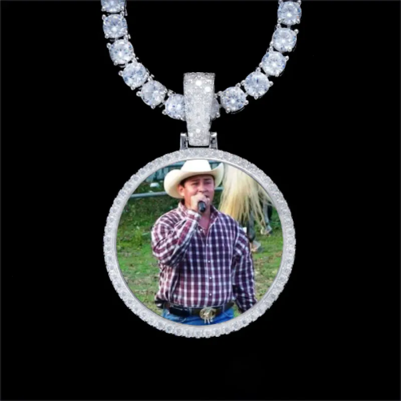 925S & VVS Moissanite 3D Circle Custom Picture Pendant sold by The GUU Shop