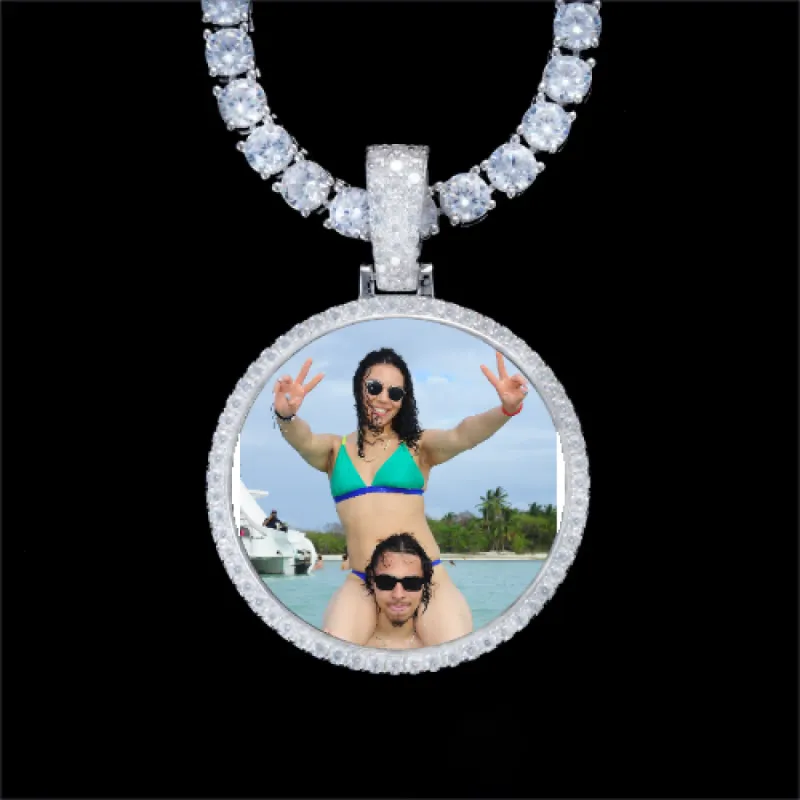 925S & VVS Moissanite 3D Circle Custom Picture Pendant sold by The GUU Shop