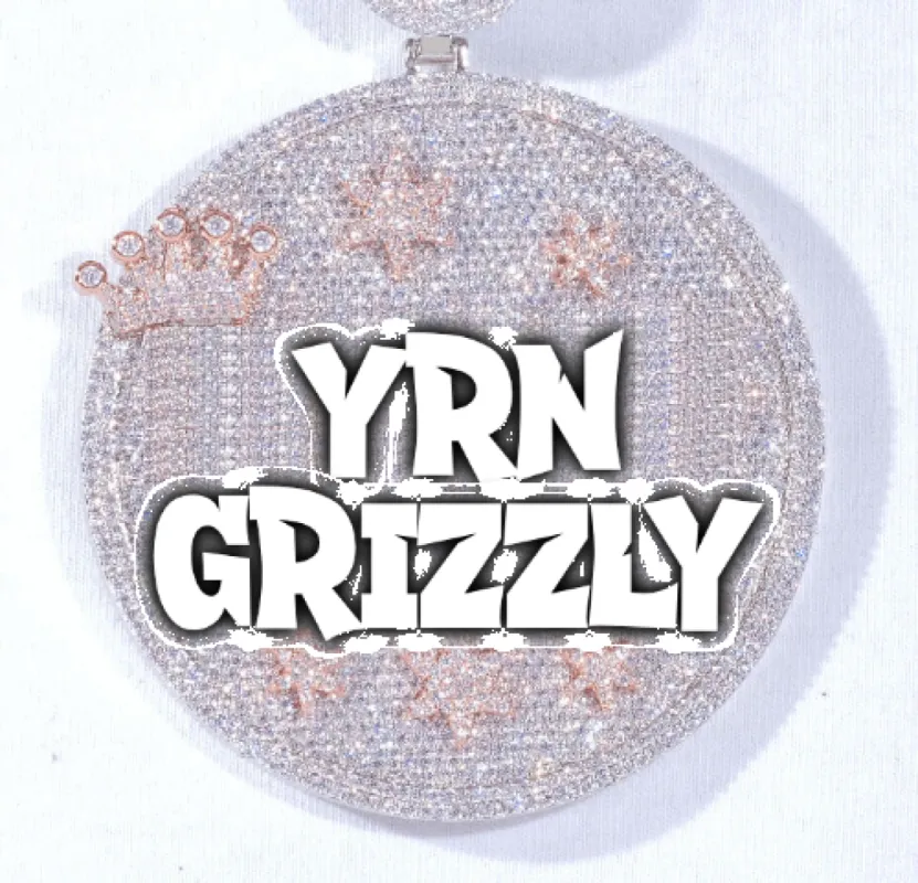 CUSTOM LETTER NECKLACE 3D BIG CROWN DISC sold by The GUU Shop