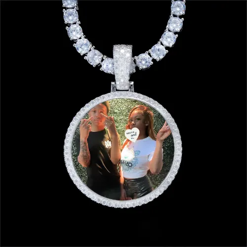 925S & VVS Moissanite 3D Circle Custom Picture Pendant sold by The GUU Shop