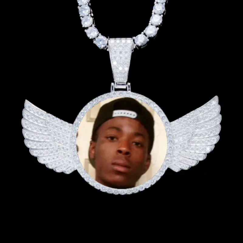 925S & VVS Moissanite 3D Wing Custom Picture Pendant sold by The GUU Shop