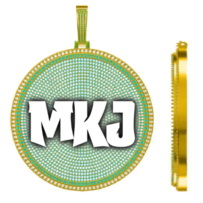 CUSTOM LETTER NECKLACE 3D BIG DISC sold by The GUU Shop