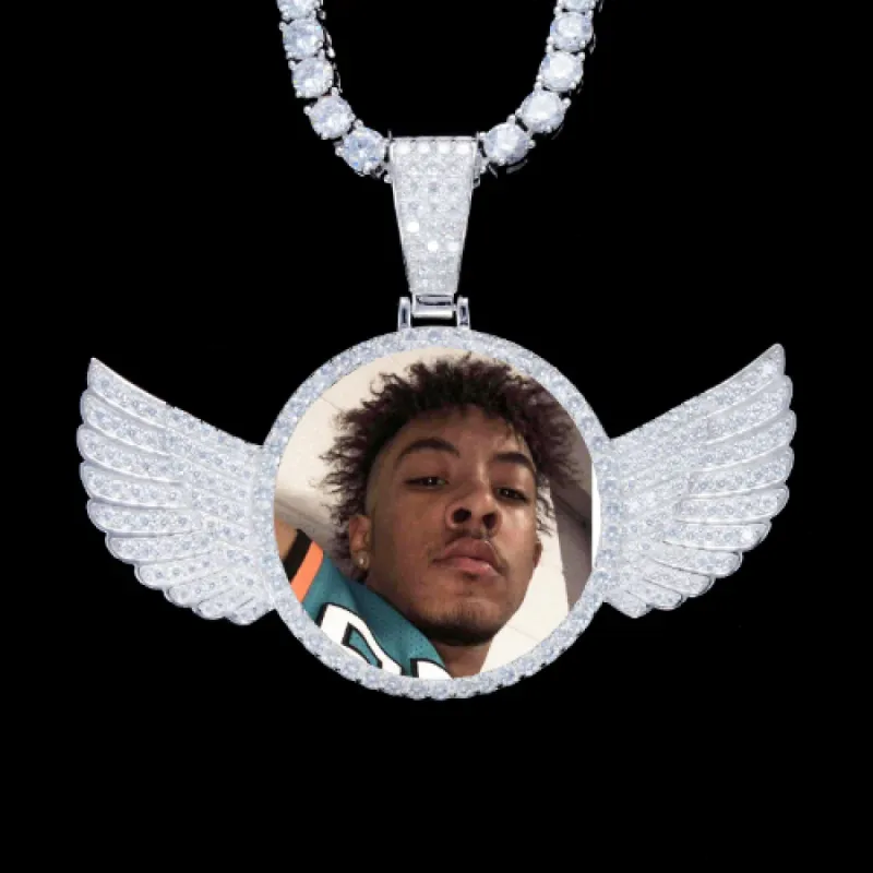 925S & VVS Moissanite 3D Wing Custom Picture Pendant sold by The GUU Shop