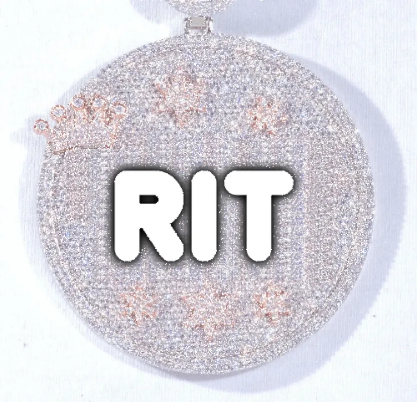 CUSTOM LETTER NECKLACE 3D BIG CROWN DISC sold by The GUU Shop