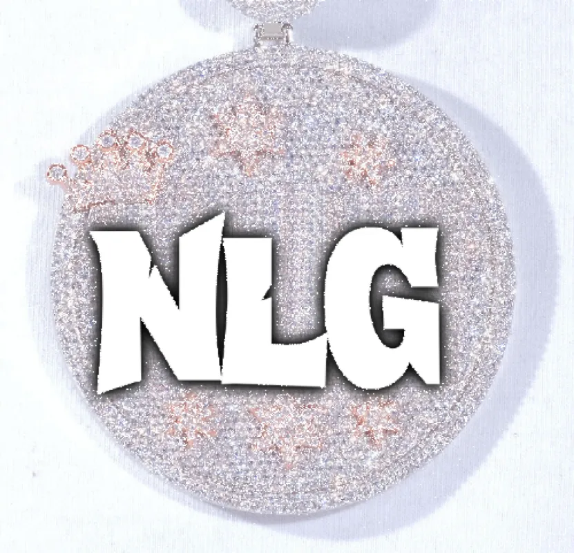 CUSTOM LETTER NECKLACE 3D BIG CROWN DISC sold by The GUU Shop