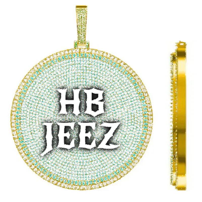 CUSTOM LETTER NECKLACE 3D BIG DISC sold by The GUU Shop