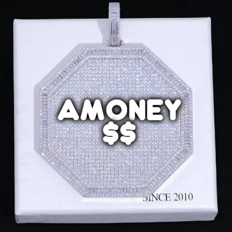 CUSTOM LETTER NECKLACE 3D BIG OCTAGON sold by The GUU Shop