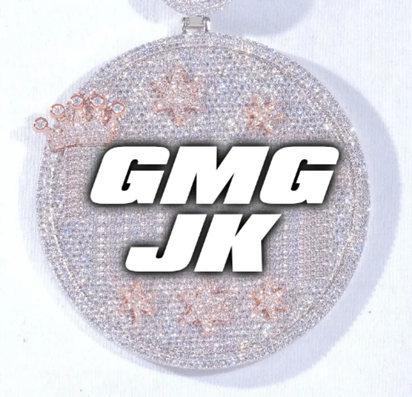 CUSTOM LETTER NECKLACE 3D BIG CROWN DISC sold by The GUU Shop