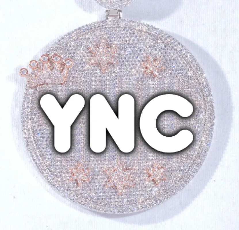 CUSTOM LETTER NECKLACE 3D BIG CROWN DISC sold by The GUU Shop