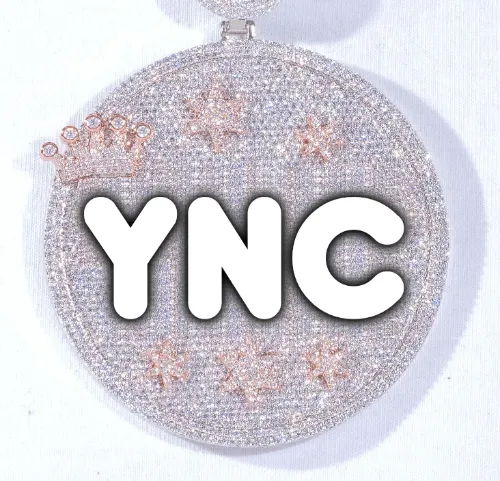 CUSTOM LETTER NECKLACE 3D BIG CROWN DISC sold by The GUU Shop