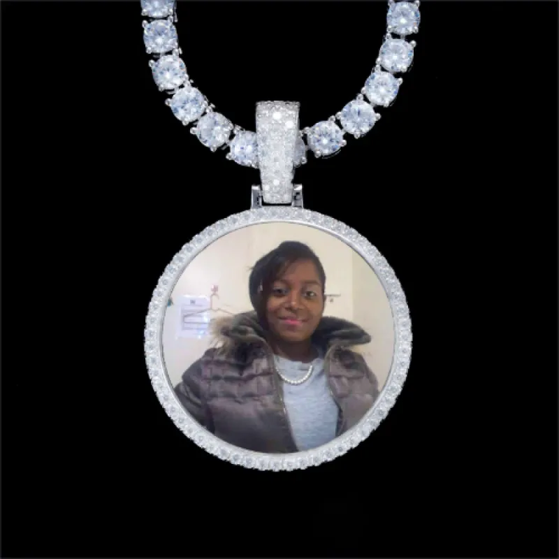 925S & VVS Moissanite 3D Circle Custom Picture Pendant sold by The GUU Shop