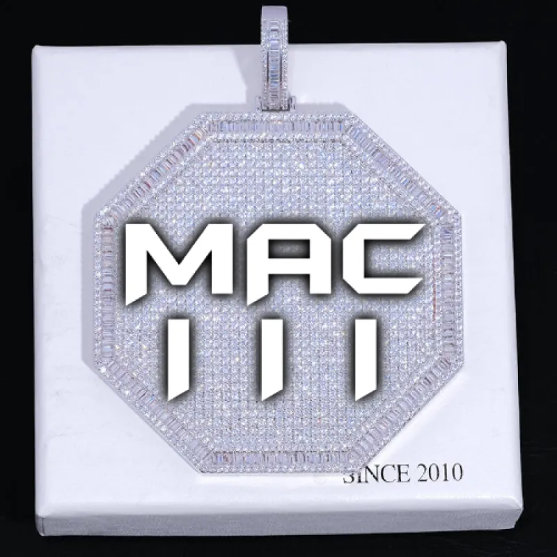 CUSTOM LETTER NECKLACE 3D BIG OCTAGON sold by The GUU Shop