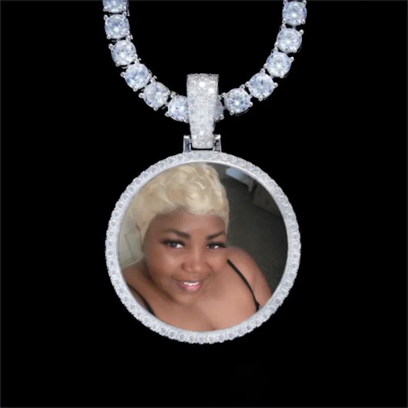 925S & VVS Moissanite 3D Circle Custom Picture Pendant sold by The GUU Shop