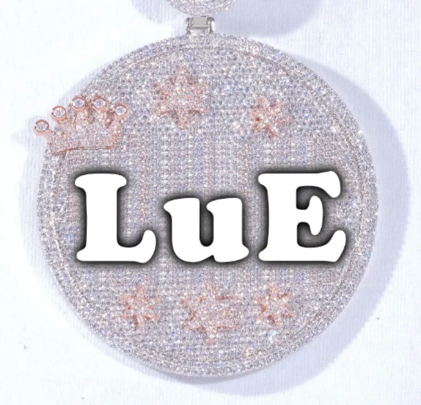 CUSTOM LETTER NECKLACE 3D BIG CROWN DISC sold by The GUU Shop