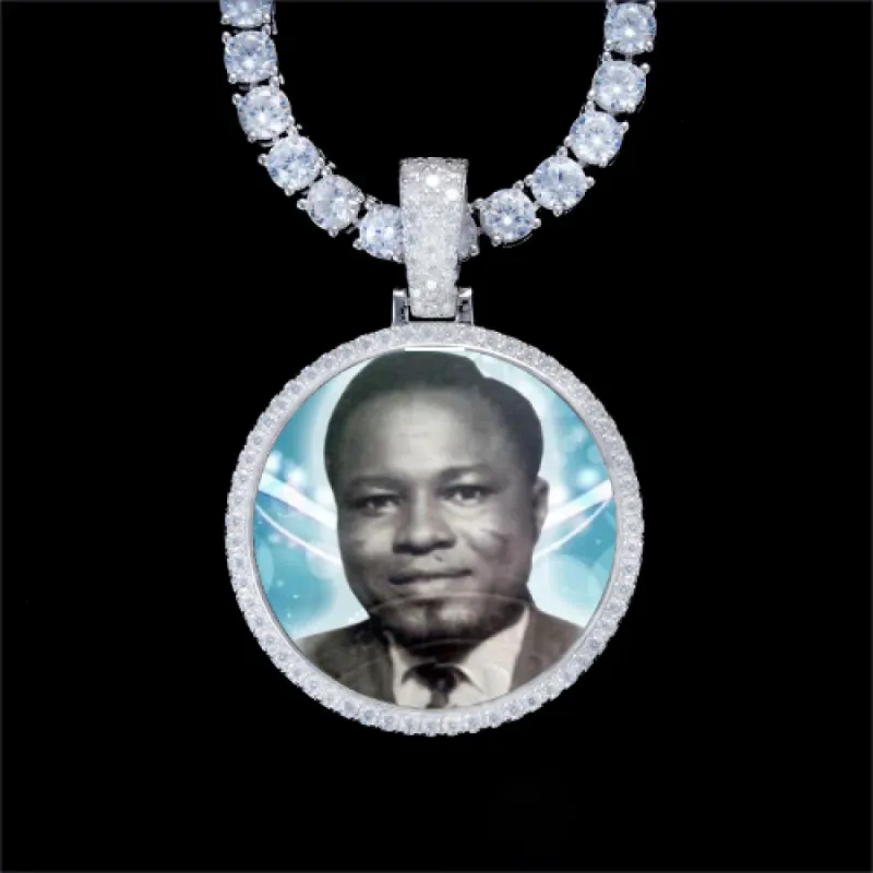925S & VVS Moissanite 3D Circle Custom Picture Pendant sold by The GUU Shop