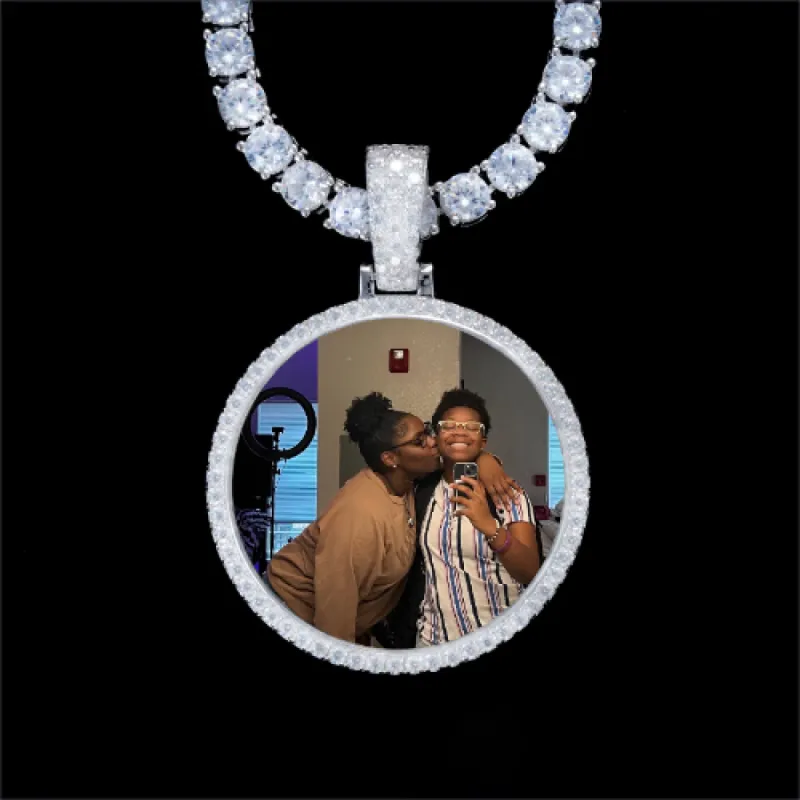 925S & VVS Moissanite 3D Circle Custom Picture Pendant sold by The GUU Shop