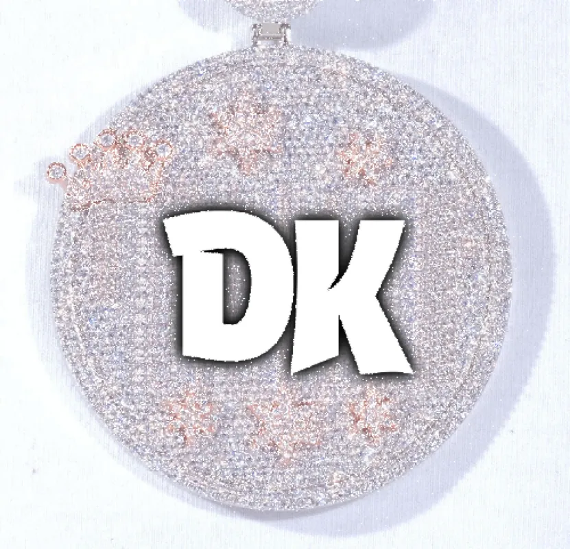 CUSTOM LETTER NECKLACE 3D BIG CROWN DISC sold by The GUU Shop