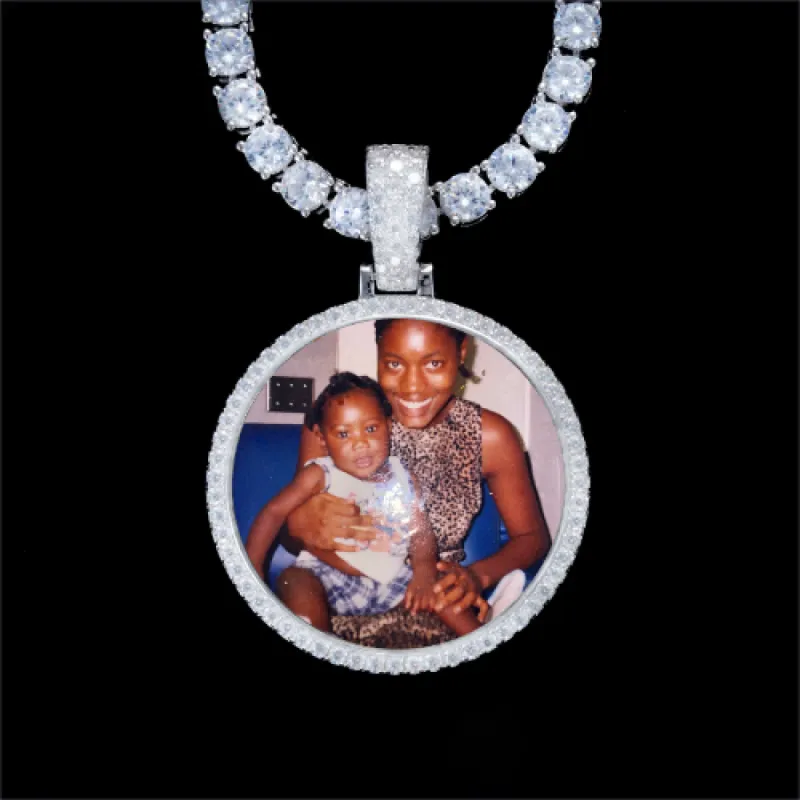 925S & VVS Moissanite 3D Circle Custom Picture Pendant sold by The GUU Shop