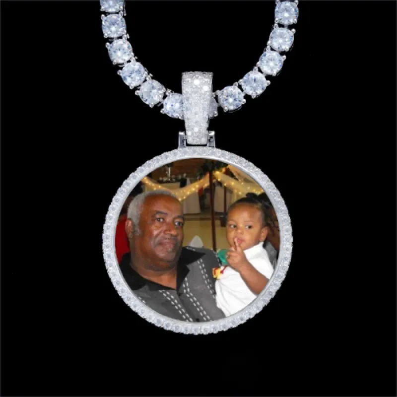 925S & VVS Moissanite 3D Circle Custom Picture Pendant sold by The GUU Shop