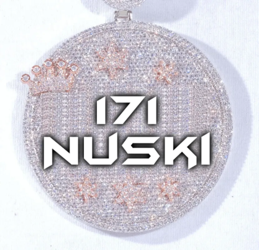 CUSTOM LETTER NECKLACE 3D BIG CROWN DISC sold by The GUU Shop