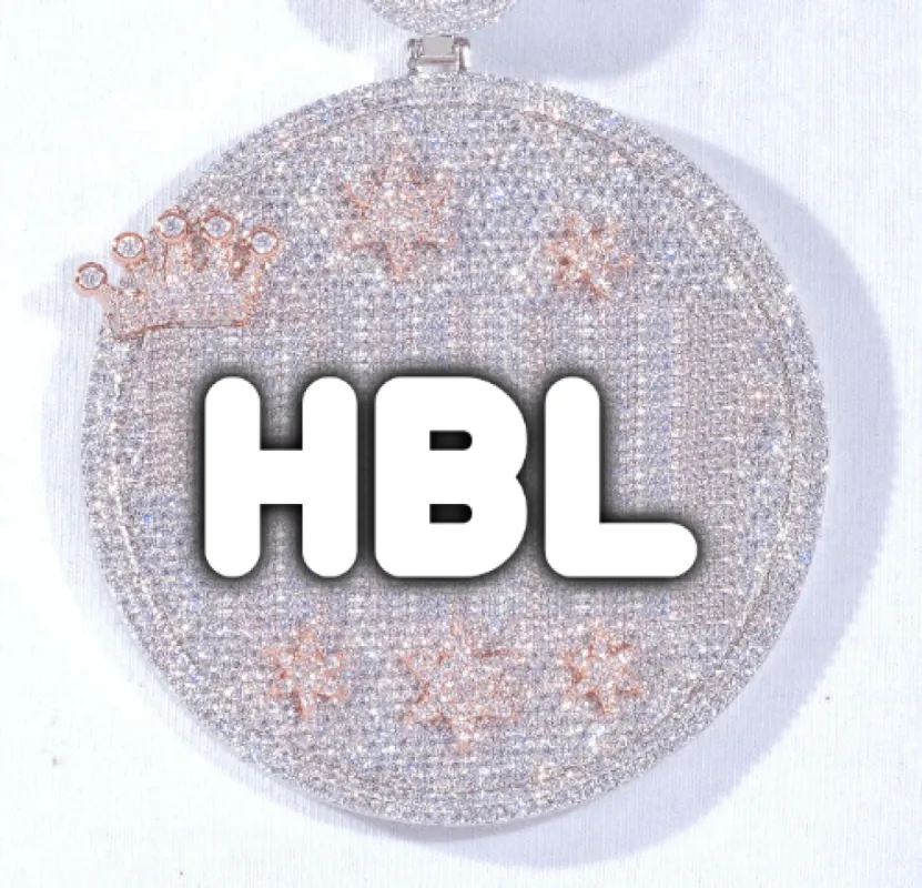 CUSTOM LETTER NECKLACE 3D BIG CROWN DISC sold by The GUU Shop