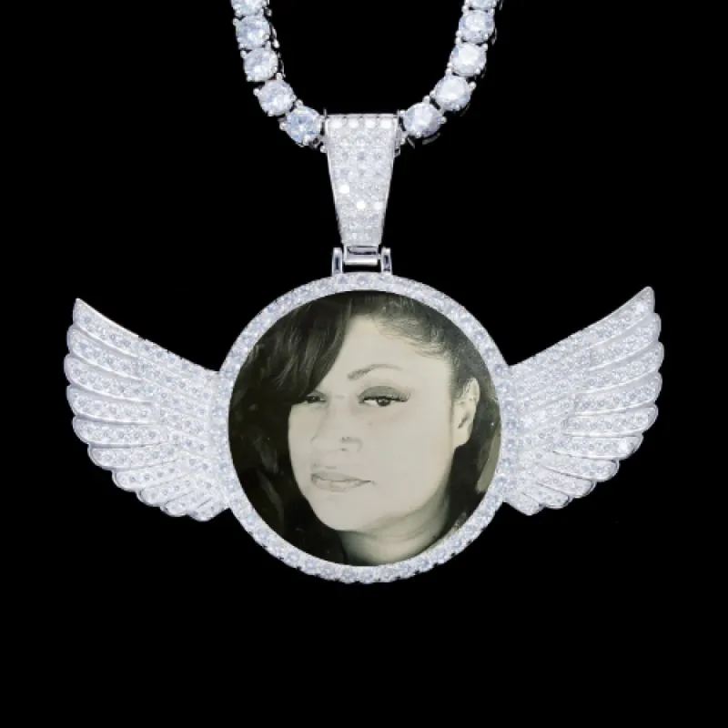 925S & VVS Moissanite 3D Wing Custom Picture Pendant made by The GUU Shop