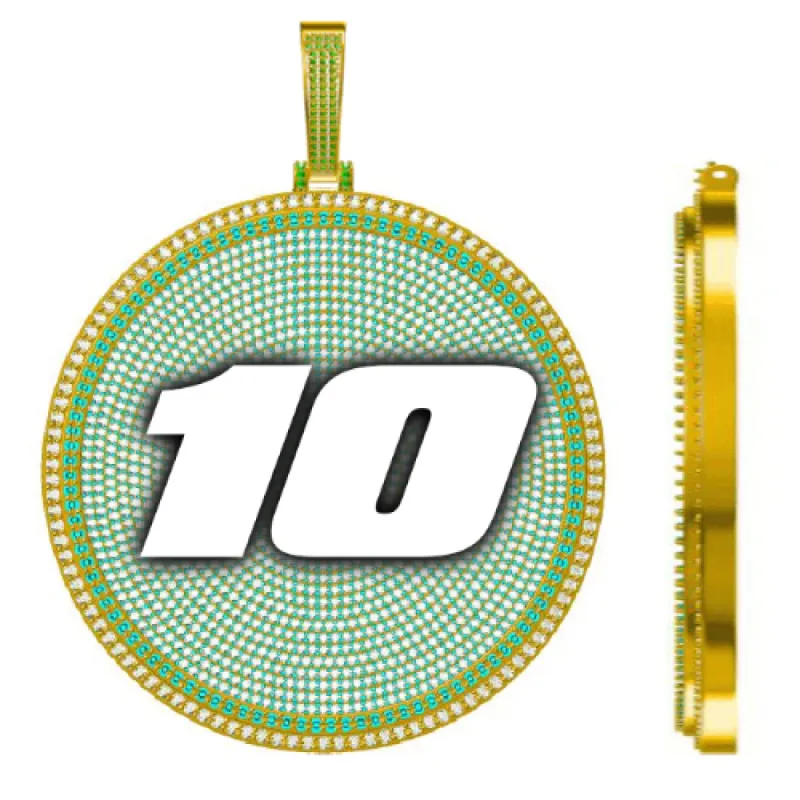 CUSTOM LETTER NECKLACE 3D BIG DISC sold by The GUU Shop