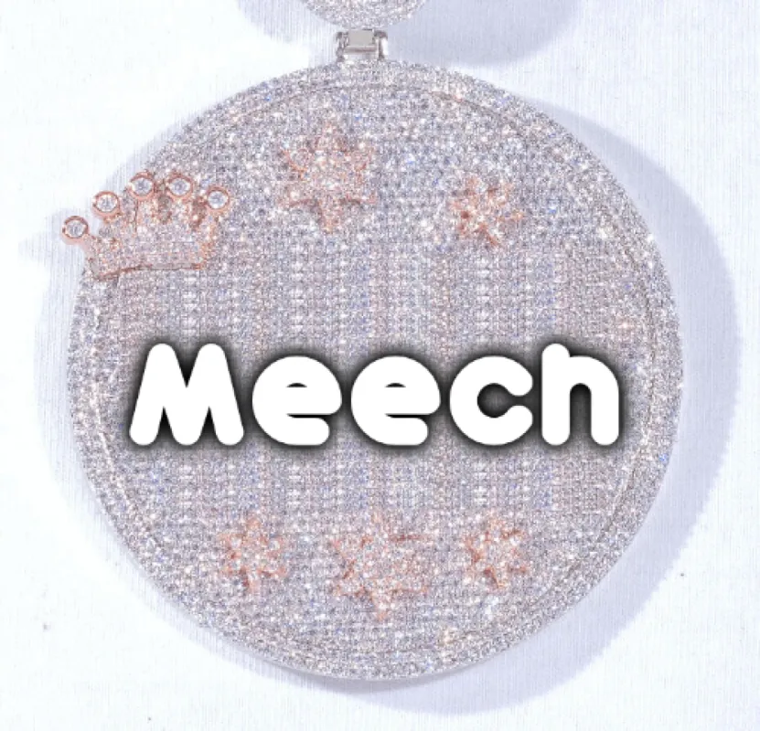 CUSTOM LETTER NECKLACE 3D BIG CROWN DISC sold by The GUU Shop