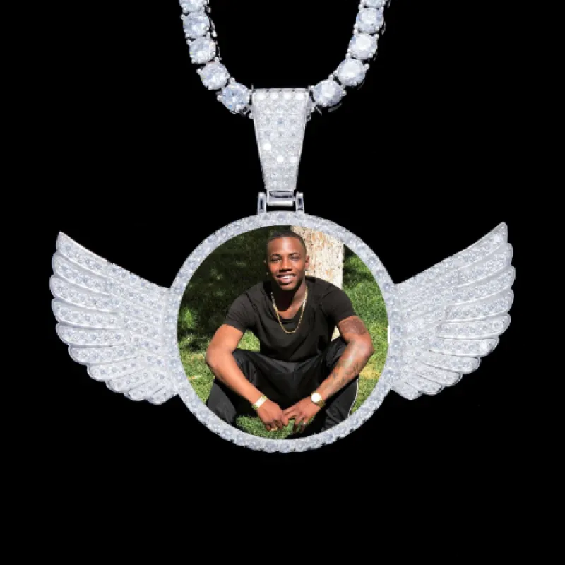 925S & VVS Moissanite 3D Wing Custom Picture Pendant sold by The GUU Shop