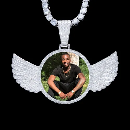 925S & VVS Moissanite 3D Wing Custom Picture Pendant sold by The GUU Shop