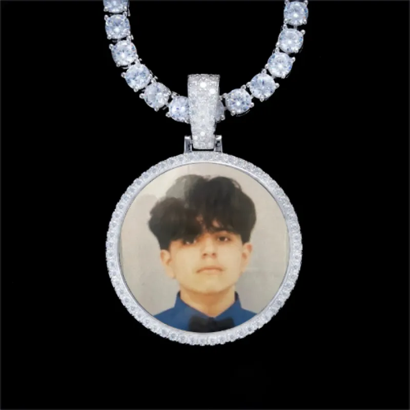 925S & VVS Moissanite 3D Circle Custom Picture Pendant sold by The GUU Shop