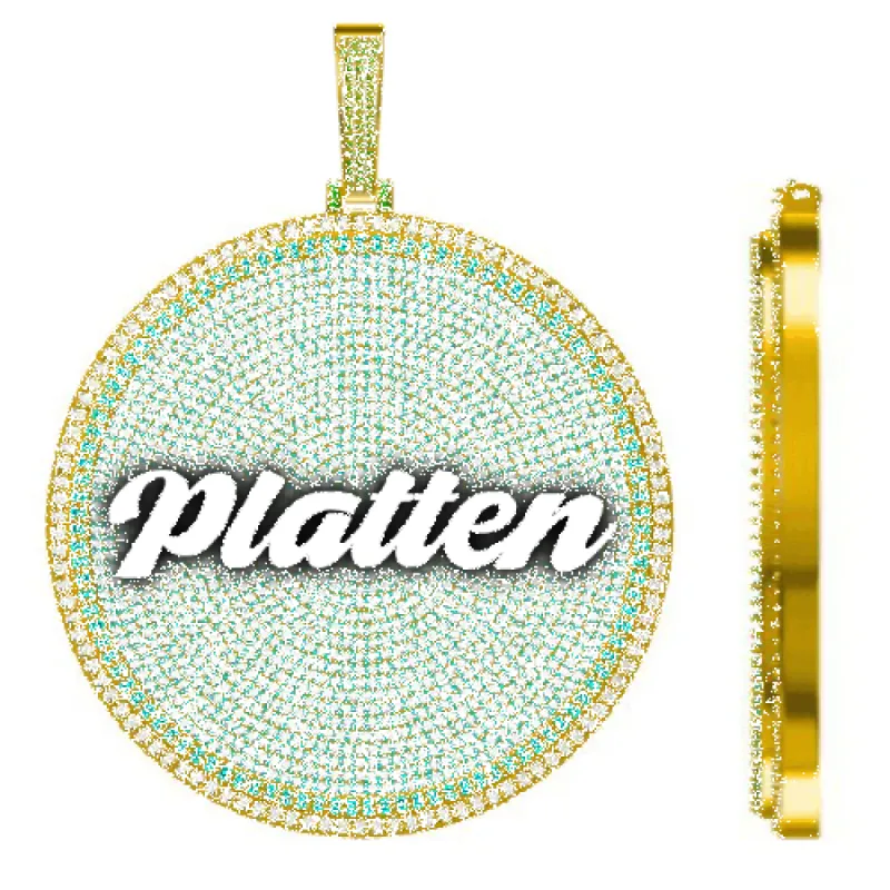 CUSTOM LETTER NECKLACE 3D BIG DISC sold by The GUU Shop