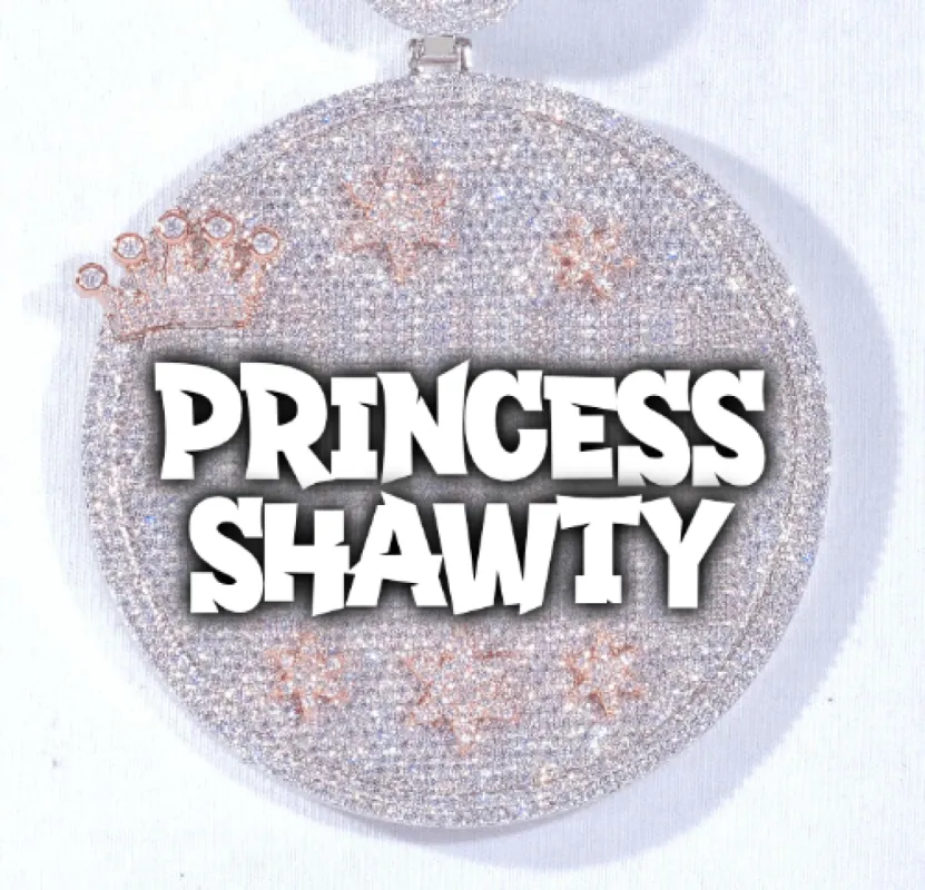 CUSTOM LETTER NECKLACE 3D BIG CROWN DISC sold by The GUU Shop