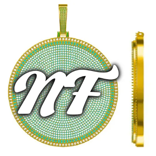 CUSTOM LETTER NECKLACE 3D BIG DISC sold by The GUU Shop