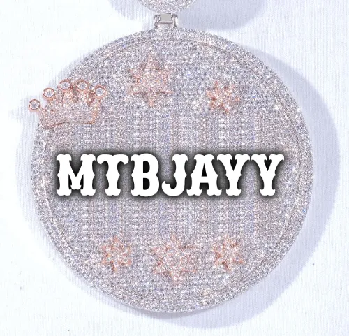 CUSTOM LETTER NECKLACE 3D BIG CROWN DISC sold by The GUU Shop