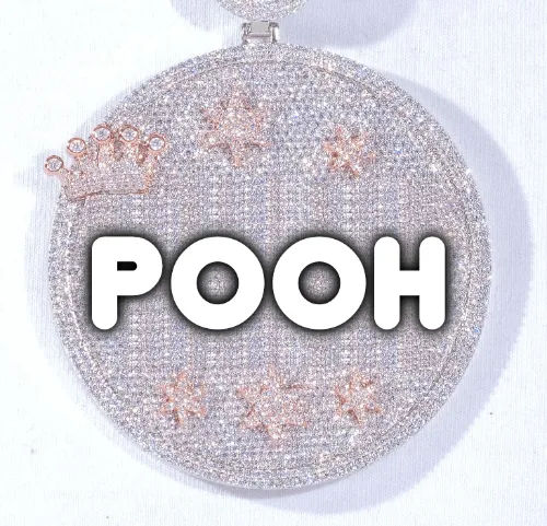 CUSTOM LETTER NECKLACE 3D BIG CROWN DISC sold by The GUU Shop