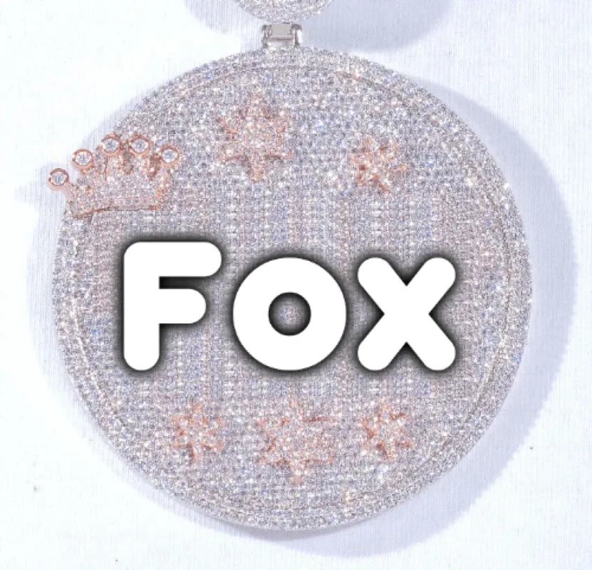 CUSTOM LETTER NECKLACE 3D BIG CROWN DISC sold by The GUU Shop