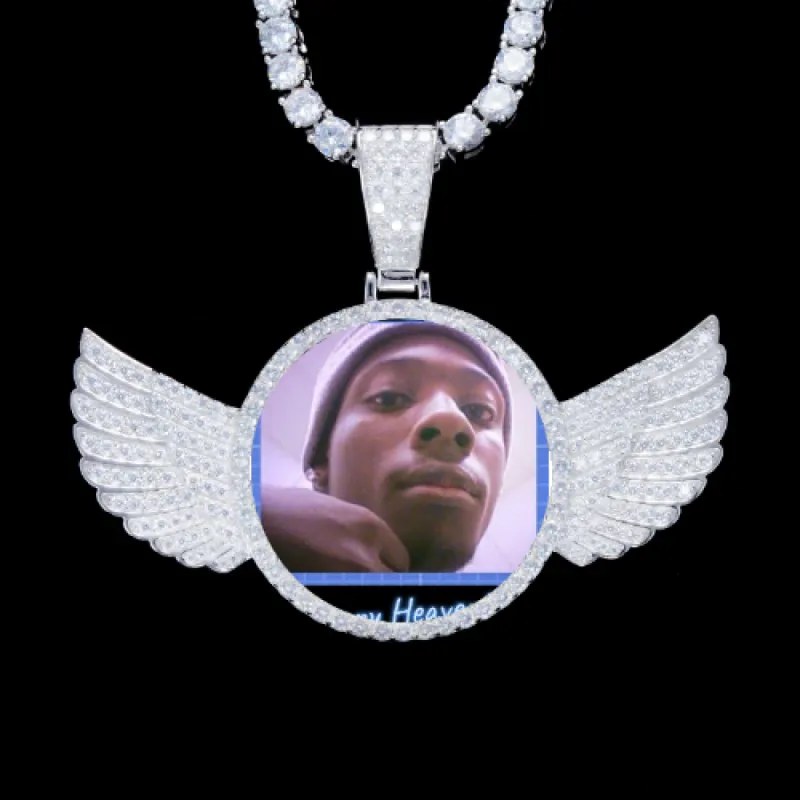 925S & VVS Moissanite 3D Wing Custom Picture Pendant sold by The GUU Shop